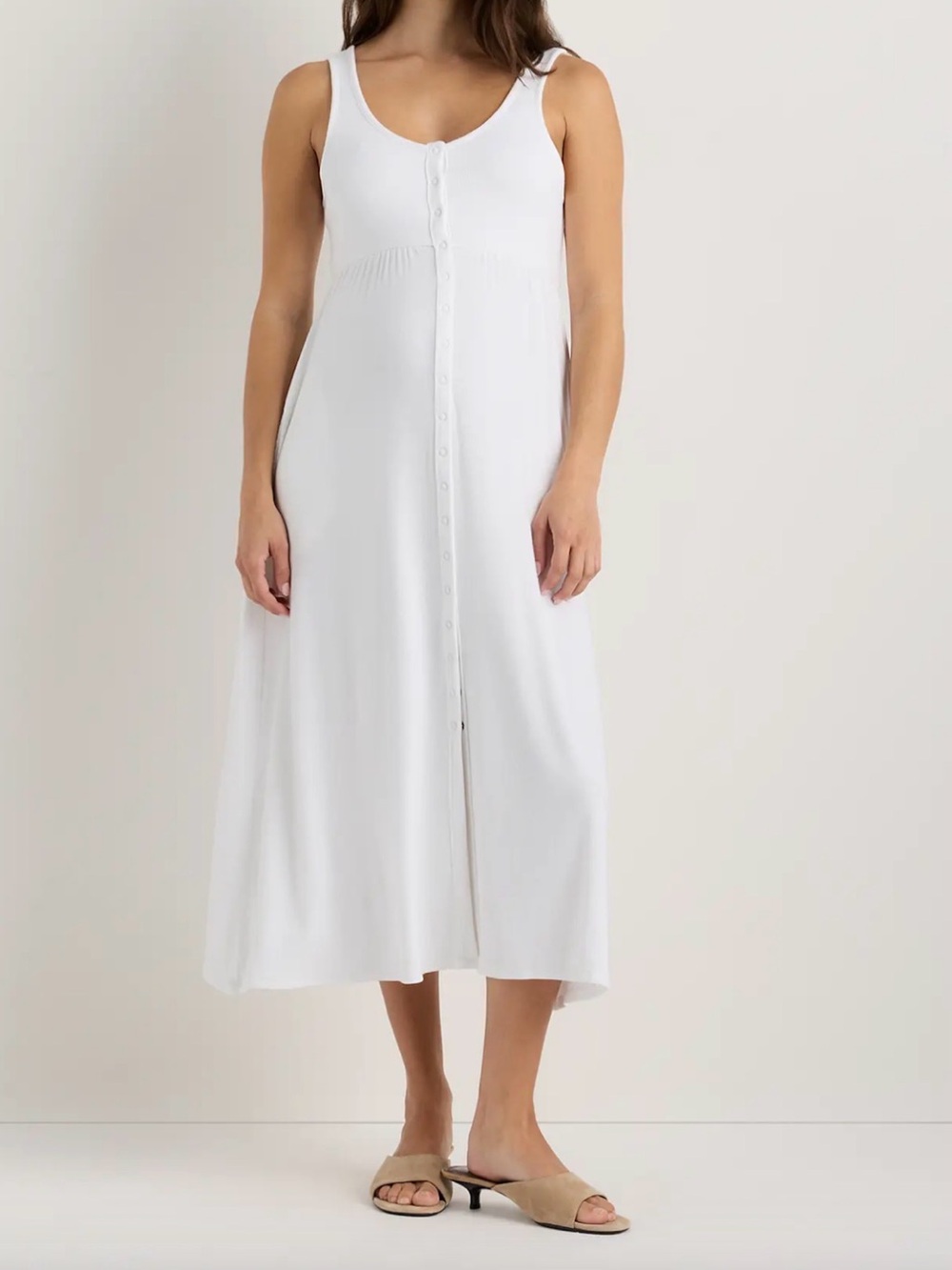 Bamboo maternity nursing Button-Front Midi Tank Dress Quince
